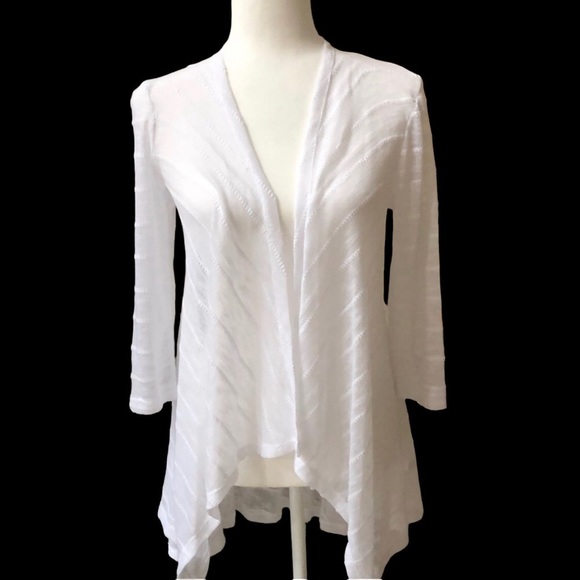 Cupio Lightweight Open Front High Low Flowy White Knit Cardigan Women’s Small - Picture 1 of 16
